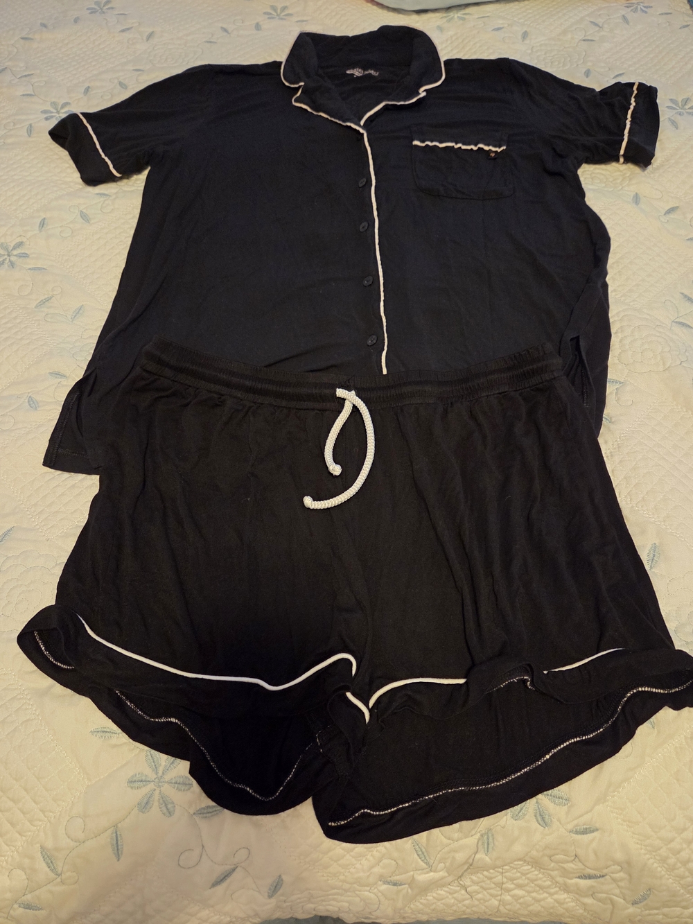Victoria's Secret Black Pajama Set with White Trim